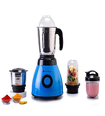 Acura Blender Pro Mixer Grinder 500W, 230V~50Hz, 4 Jars( 2 Stainless Steel + 2 Polycarbonate Jars), Black & Blue, 5 Years Warranty